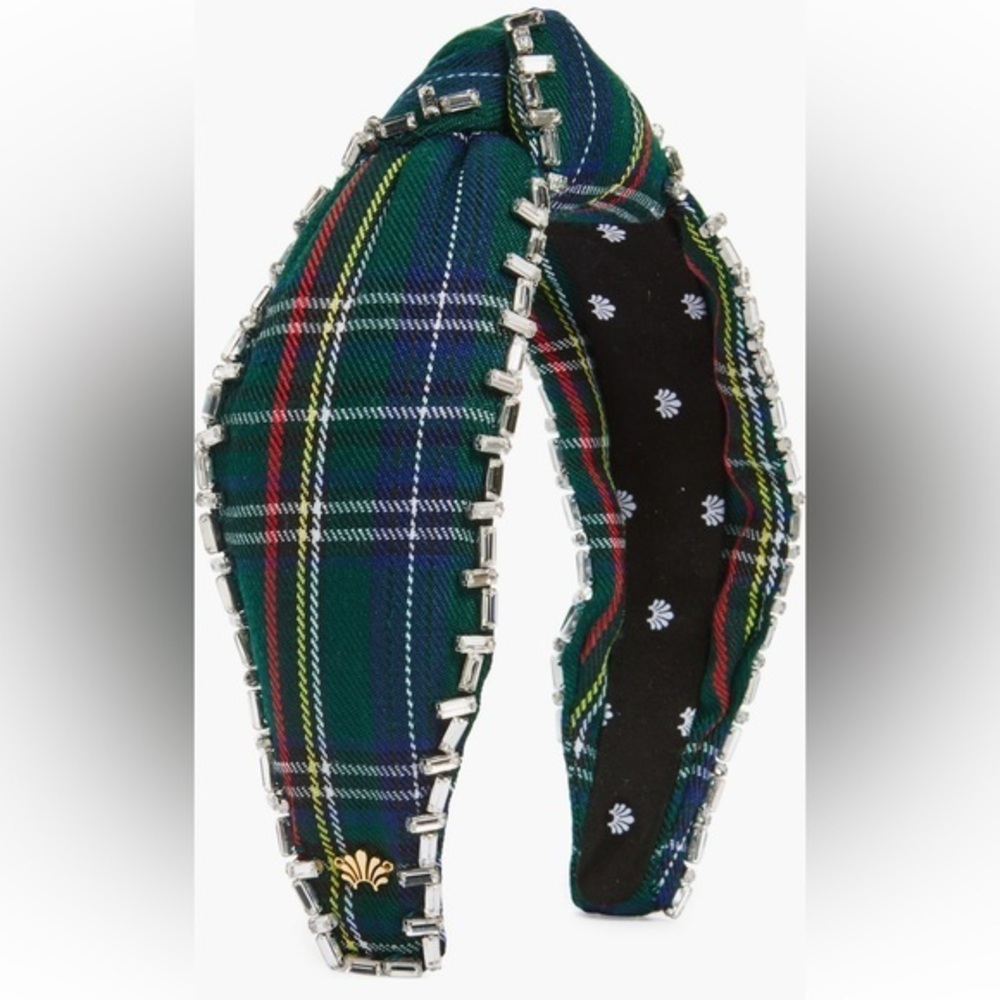 Lele Sadoughi Crystal Plaid Knotted Headband Crystal Holiday Plaid::LAST ONE::